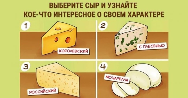 Короткий тест: Всё, что от вас требуется — это выбрать тот кусочек сыра, чей вид и название вас больше всего привлекает